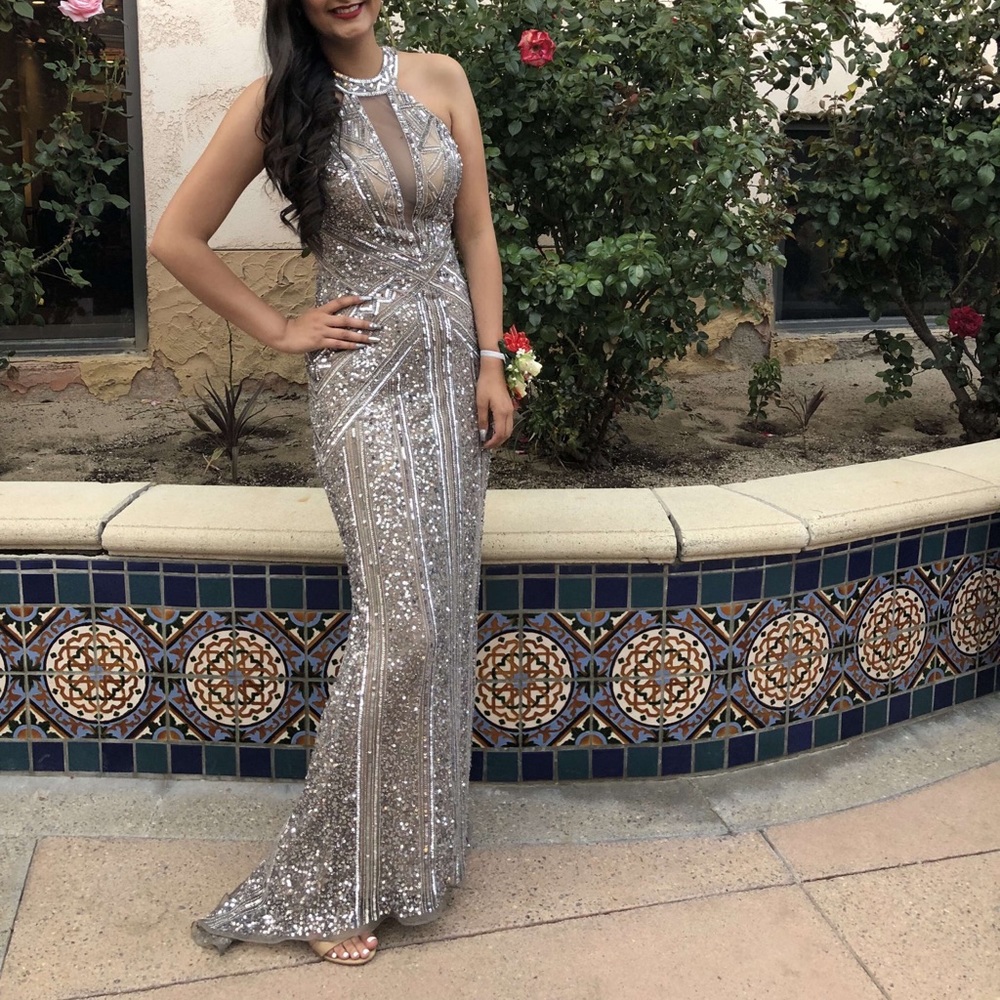 Silver prom dress